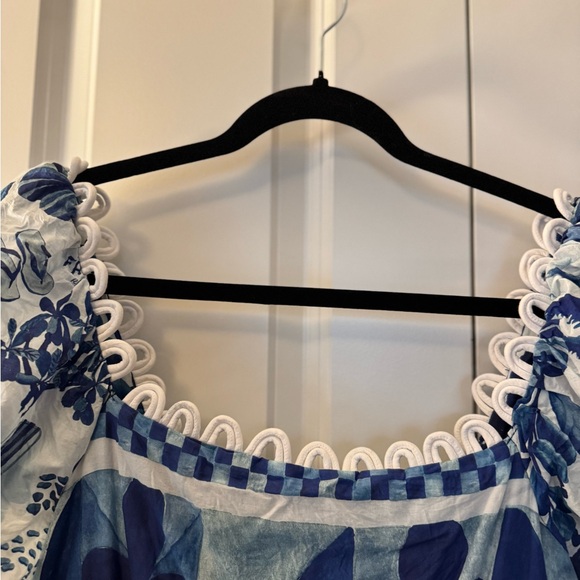 FARM Rio Blue and White Tropical Midi Dress - Picture 3 of 6